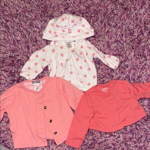 CARTERS Baby Cardigan and Hoodie Set - Pink and White